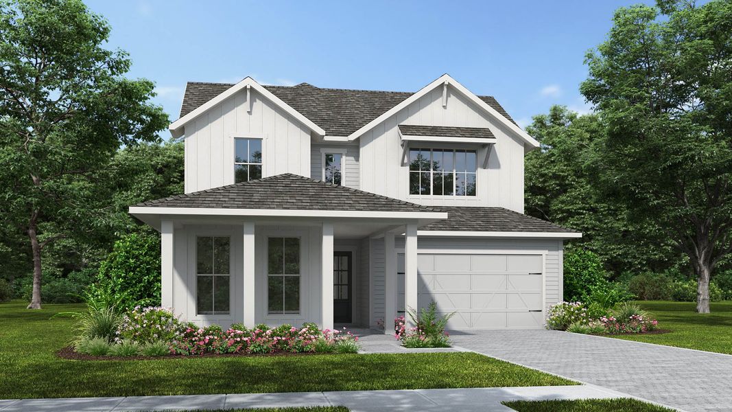 Representative exterior photo of a completed home built from the 2713J by Perry Homes in Hyland Trail, Green Cove Springs, FL (Image 7).