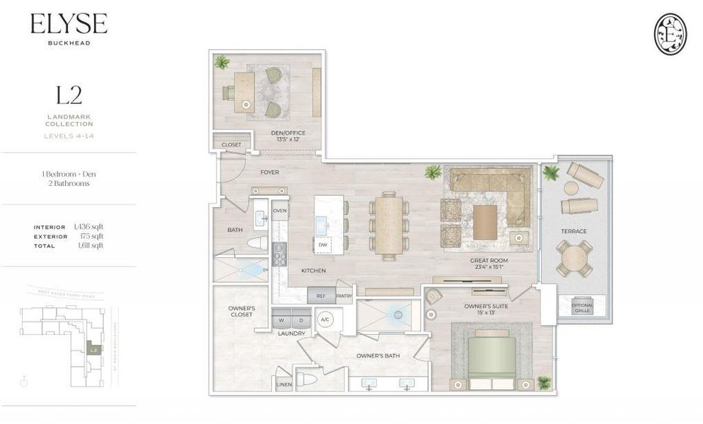 2D floor plan layout of this home in , Atlanta, GA (Image 3).