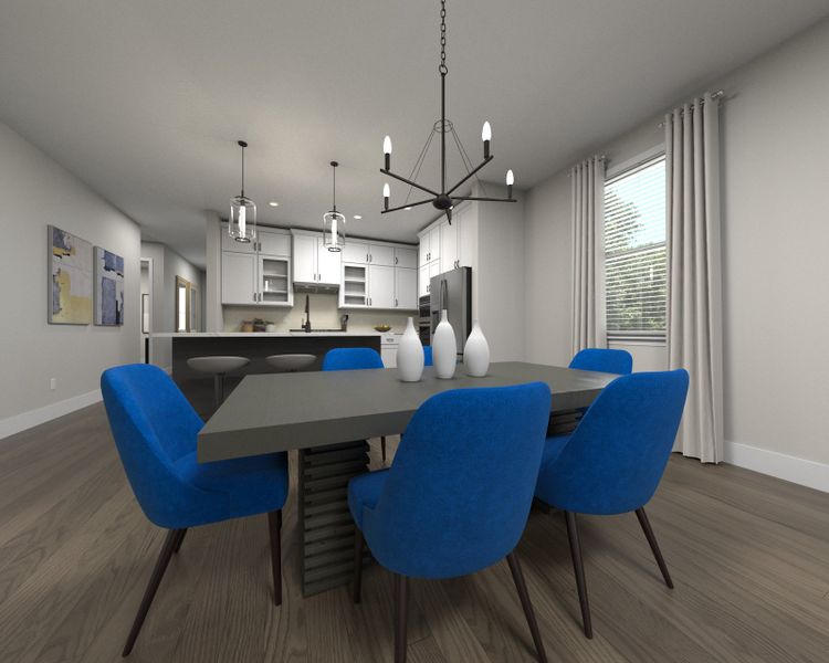 The spacious open-concept floorplan allows for an easy flow between the kitchen and dining areas. The spacious open-concept floorplan allows for an easy flow between the kitchen and dining areas.
