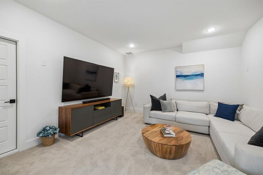 7.1 surround sound pre-wire in the media room. 7.1 surround sound pre-wire in the media room.