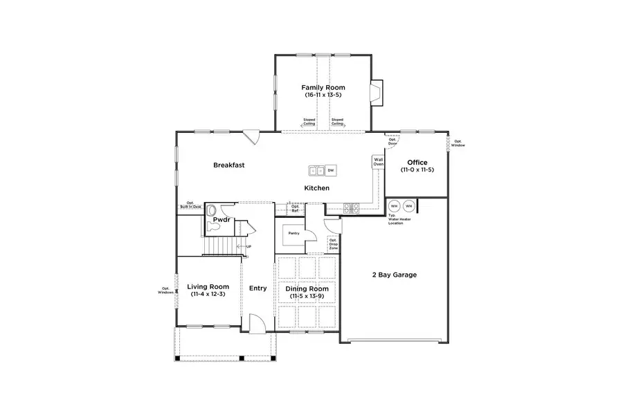 2D floor plan layout for the Stonefield by DRB Homes in Northcroft, Loganville, GA (Image 3).