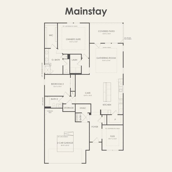 2D floor plan layout for the Mainstay by Del Webb in Del Webb Sonoma Verde, Rockwall, TX (Image 3).