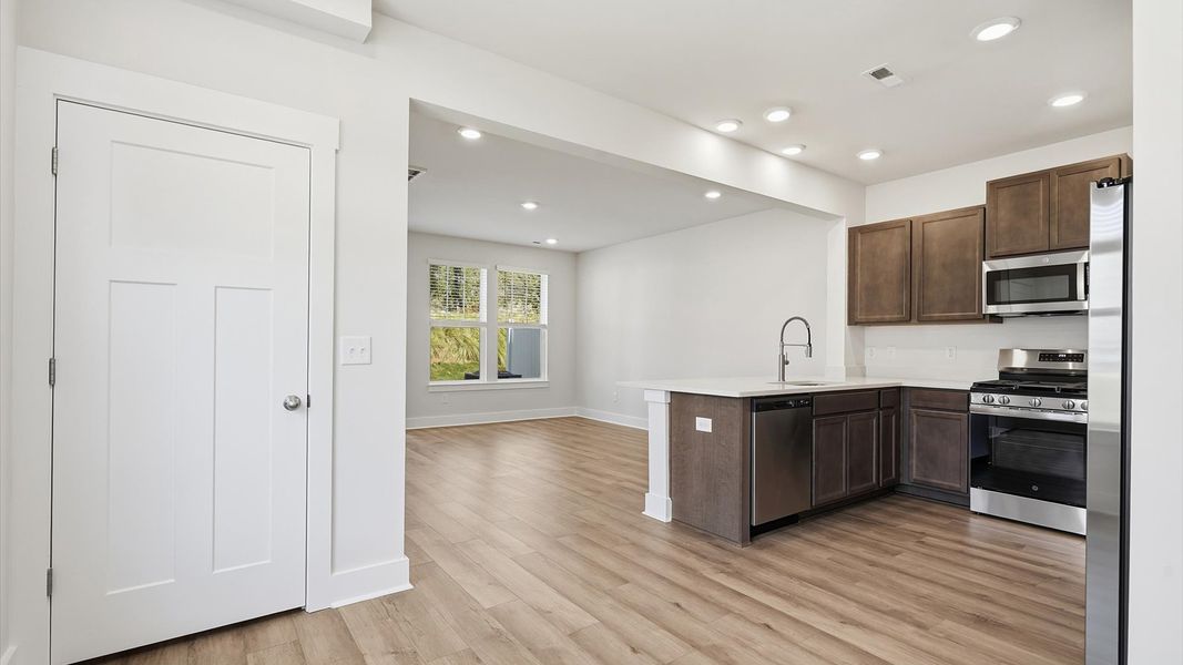 Memorable meals start in this exclusive dining space featuring elegant trim and natural light in Anderson, SC