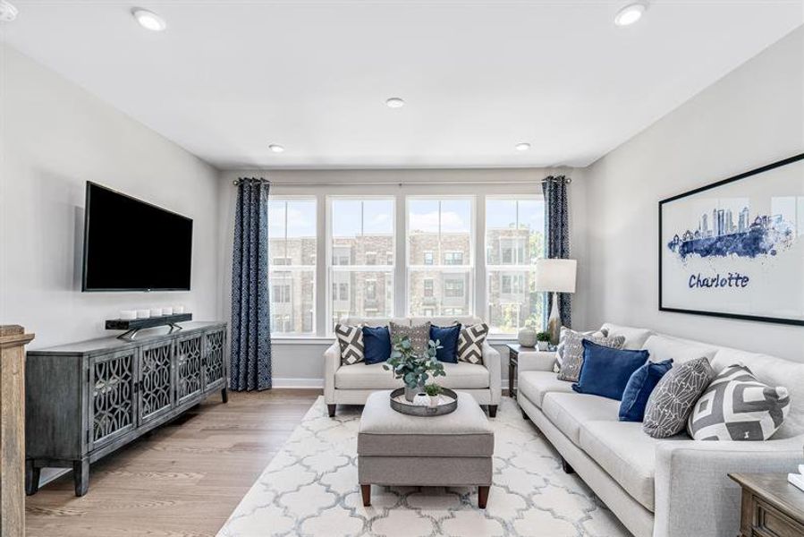 Representative furnished interior of a home built from the Clarendon 4 Story by Ryan Homes in Ashmore Square, Charlotte (Image 8).