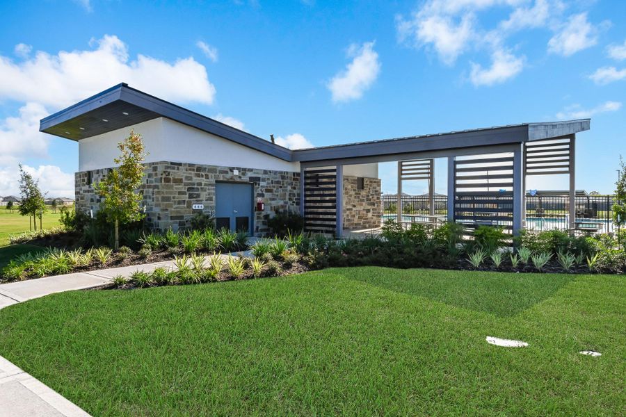 Front exterior of a new home in Caldwell Crossing, Iowa Colony, TX, highlighting curb appeal (Image 2).