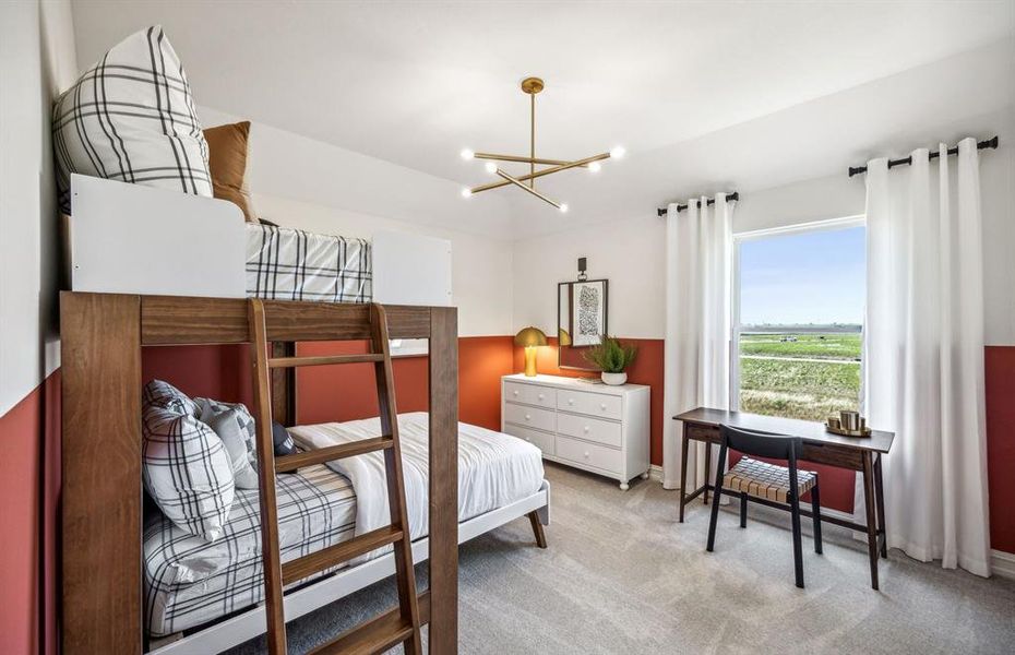 *actual home, furniture not included - Spacious secondary bedroom with large windows