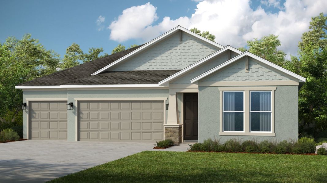 Representative exterior photo of a completed home built from the Bainbridge by Taylor Morrison in Ardisia Park, New Smyrna Beach, FL (Image 15).