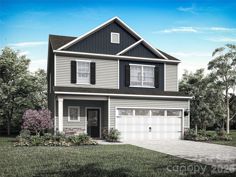 Front exterior of a new home in Stagecoach Station, Gastonia, NC, highlighting curb appeal (Image 1). Front exterior of a new home in Stagecoach Station, Gastonia, NC, highlighting curb appeal (Image 1).