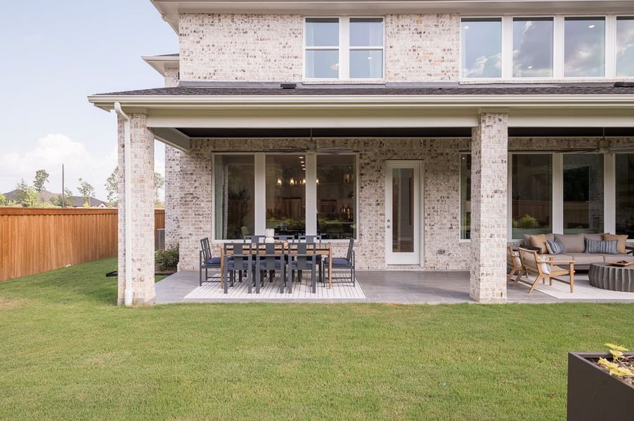 Exterior details and patio area of a home in Harvest Green 75′, Richmond (Image 3).
