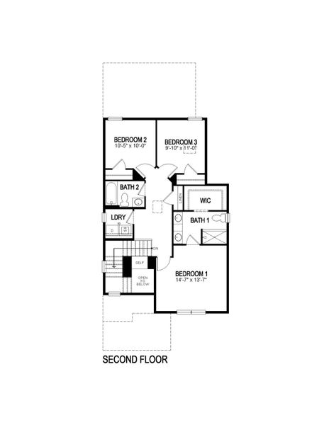 2D floor plan layout for the Douglas by D.R. Horton in Horizon Uptown, Aurora, CO (Image 4).