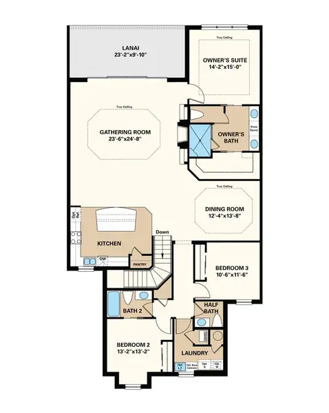 2D floor plan layout of this home in Esplanade by the Islands, Naples, FL (Image 3).