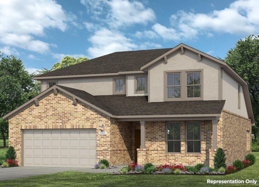 Front exterior of a new home in Trinity Grove, Spring, TX, highlighting curb appeal (Image 1). Front exterior of a new home in Trinity Grove, Spring, TX, highlighting curb appeal (Image 1).