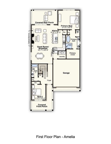 2D floor plan layout for the Amelia by Grant & Co in Lockwood, Collierville, TN (Image 3).
