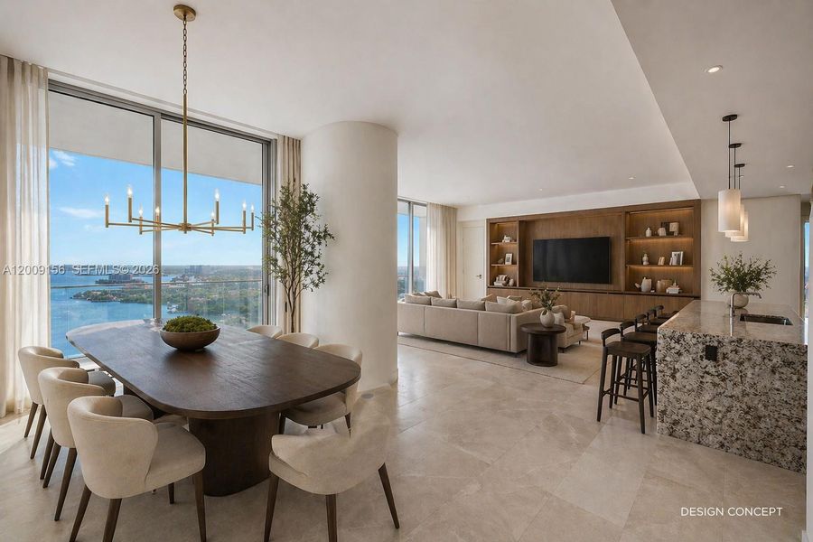 Furnished interior view inside a new home in , Miami (Image 14).
