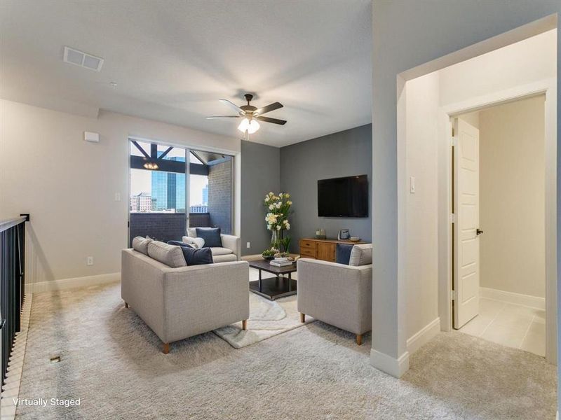 Furnished interior view inside a new home in Hillside at Las Colinas, Irving (Image 12). Furnished interior view inside a new home in Hillside at Las Colinas, Irving (Image 12).