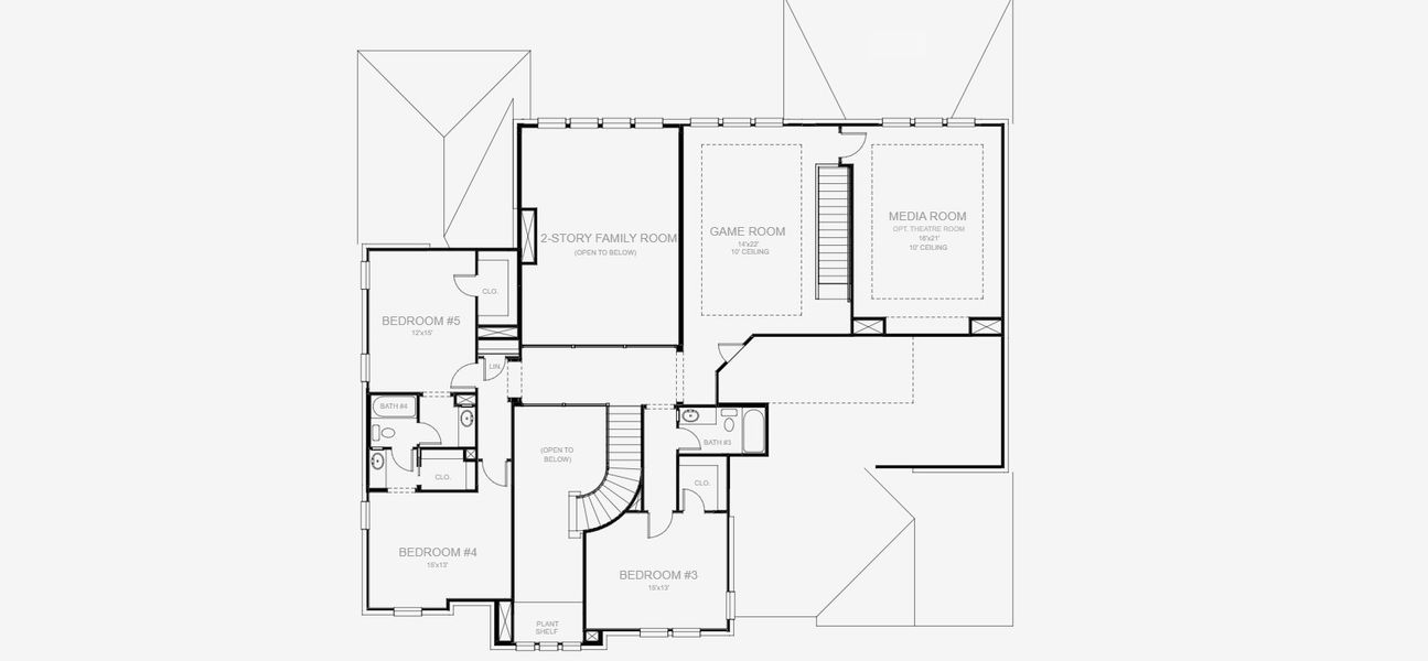 2D floor plan layout for the 4978W by Perry Homes in Creek of Driftwood, Driftwood, TX (Image 4).