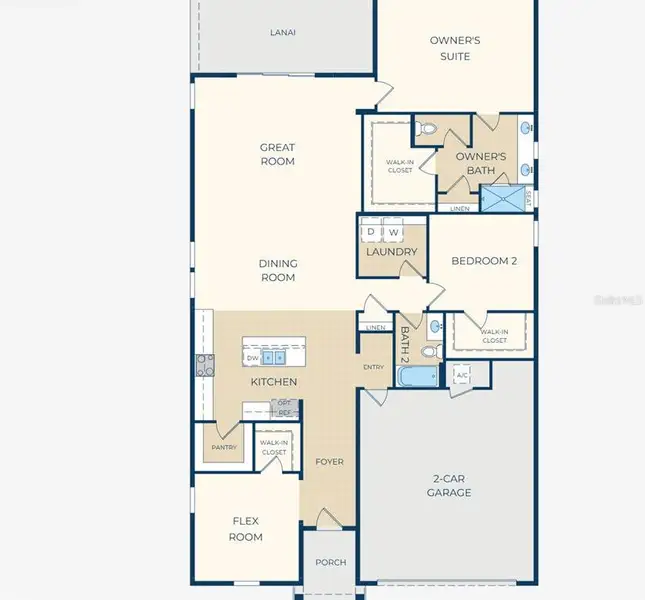2D floor plan layout of this home in Reverie at Palm Coast, St. Augustine, FL (Image 2). 2D floor plan layout of this home in Reverie at Palm Coast, St. Augustine, FL (Image 2).