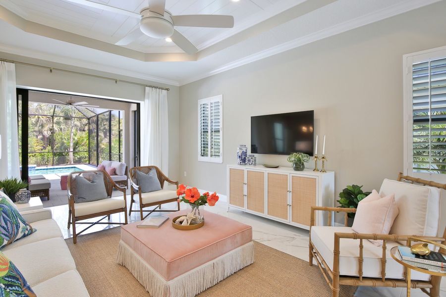 Furnished interior view inside a new home in Boca Royale Golf & Country Club at Wellen Park, Englewood (Image 9).