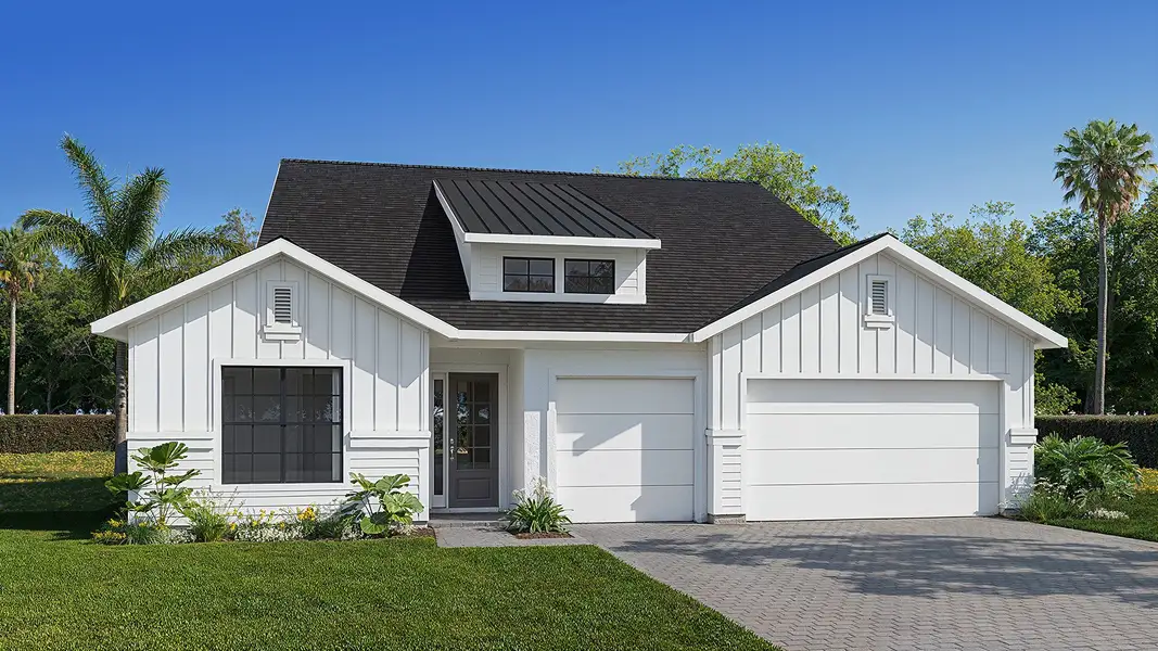 Representative exterior photo of a completed home built from the 2929F by Perry Homes in Reserve at Berry Bay, Wimauma, FL (Image 5).