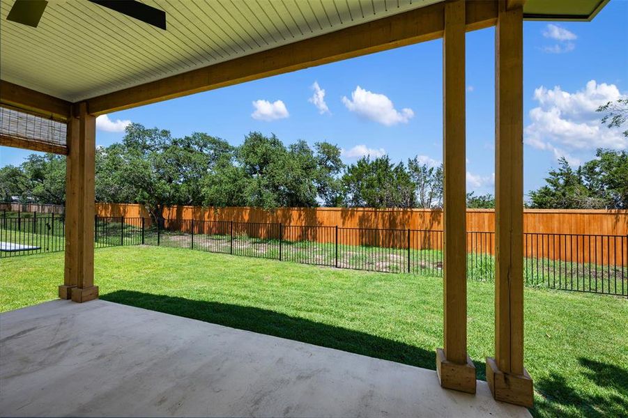 Covered patio off back of house