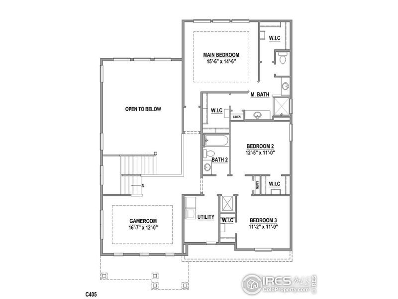 2D floor plan layout of this home in RainDance - 60s, Windsor, CO (Image 18).