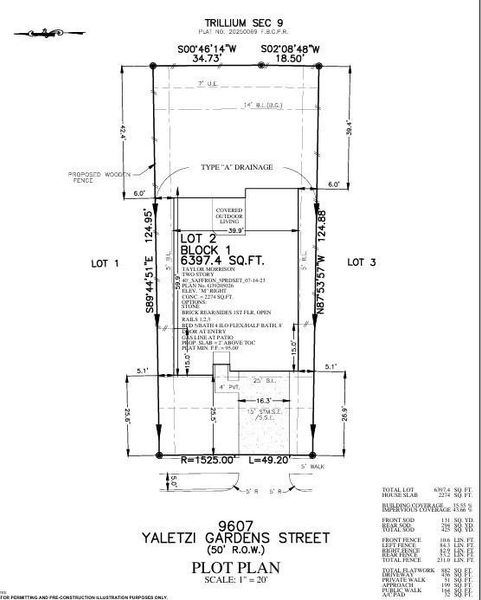 9607 Yaletzi Gardens Street Preliminary Plot Plan