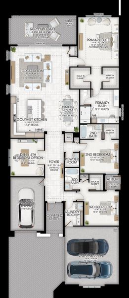 2D floor plan layout for the Venice by GL Homes in Valencia Del Mar (55+), Boynton Beach, FL (Image 5).