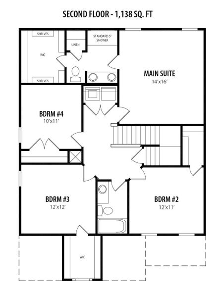 2D floor plan layout for the Palmer Plus by RiverWILD Homes in Riverwood Ranch, Clayton, NC (Image 17).