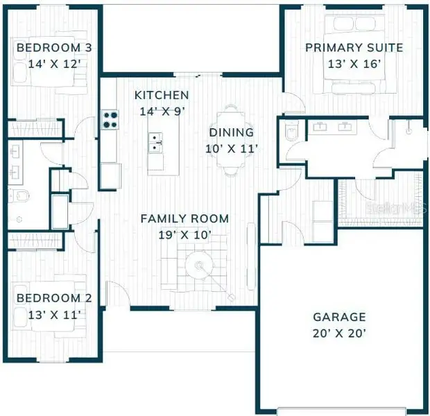2D floor plan layout of this home in , Palm Coast, FL (Image 5). 2D floor plan layout of this home in , Palm Coast, FL (Image 5).