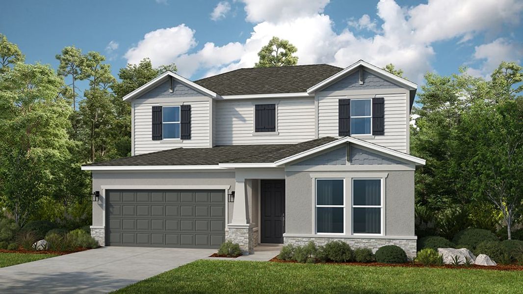 Representative exterior photo of a completed home built from the Rockport by Taylor Morrison in Windward Preserve, Cocoa, FL (Image 1).