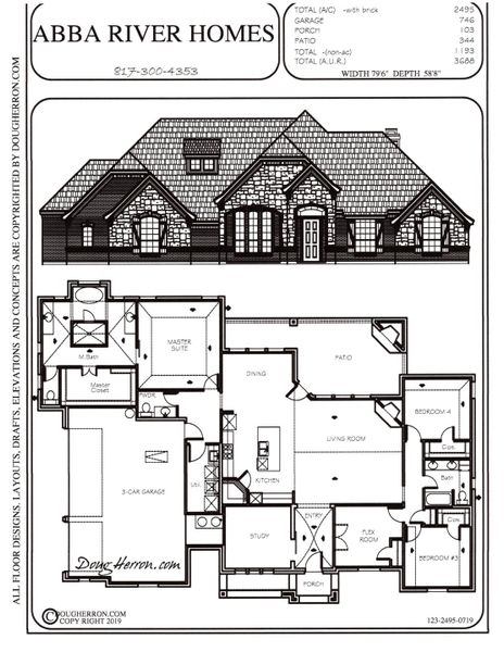 2D floor plan layout for the 123-2495-0719 by Abba River Homes in Stanford Estates, Springtown, TX (Image 3). 2D floor plan layout for the 123-2495-0719 by Abba River Homes in Stanford Estates, Springtown, TX (Image 3).