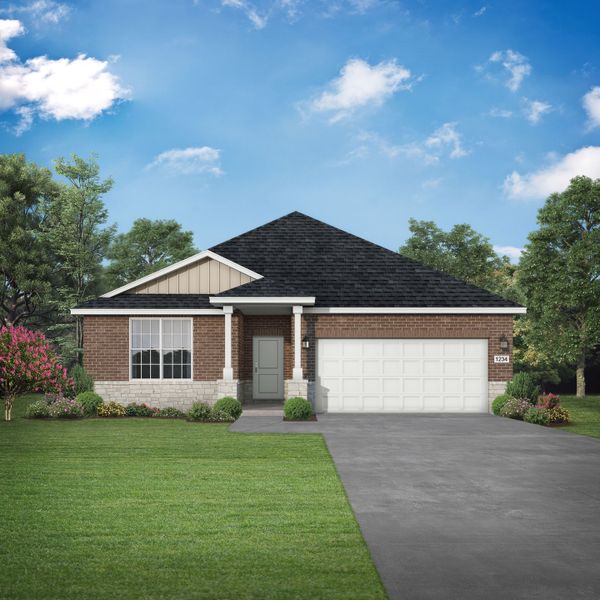 Representative exterior photo of a completed home built from the The Daphne by Davidson Homes LLC in Sundance Cove, Crosby, TX (Image 1).