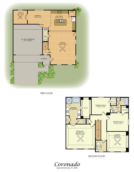 2D floor plan layout for the Coronado by Sandcastle Homes in Sawyer Heights, Houston, TX (Image 3). 2D floor plan layout for the Coronado by Sandcastle Homes in Sawyer Heights, Houston, TX (Image 3).