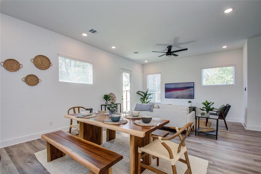 Enjoy the spacious dining area ideal for family and friends' gatherings! Model home photos - FINISHES AND LAYOUT MAY VARY! Ceiling fans are NOT INCLUDED!