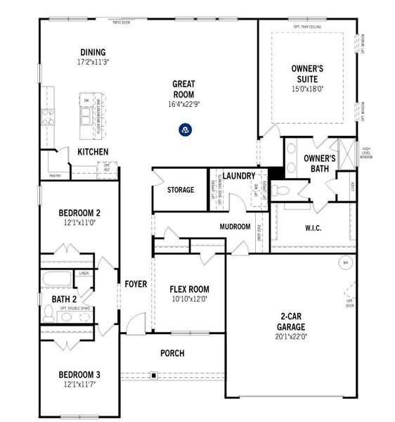 2D floor plan layout for the Clearwater by Mattamy Homes in Seagrass Landing, Lillington, NC (Image 5).