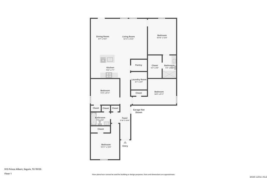 2D floor plan layout of this home in Swenson Heights, Seguin, TX (Image 3).