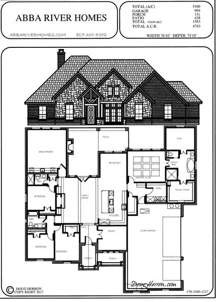 2D floor plan layout for the 178-3160-1217 by Abba River Homes in Stanford Estates, Springtown, TX (Image 2). 2D floor plan layout for the 178-3160-1217 by Abba River Homes in Stanford Estates, Springtown, TX (Image 2).