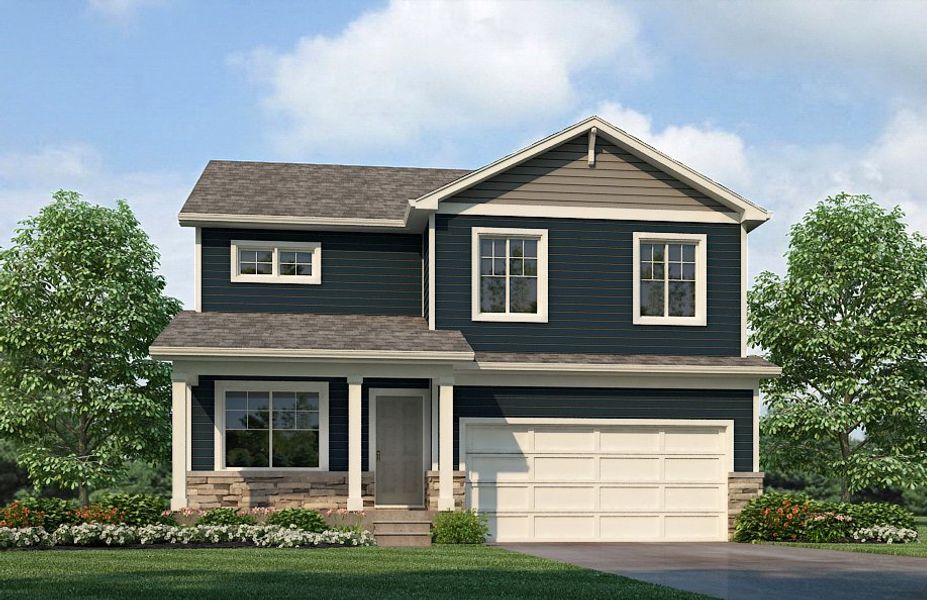 Representative exterior photo of a completed home built from the Bellamy by D.R. Horton in Hansen Farm, Fort Collins, CO (Image 21).