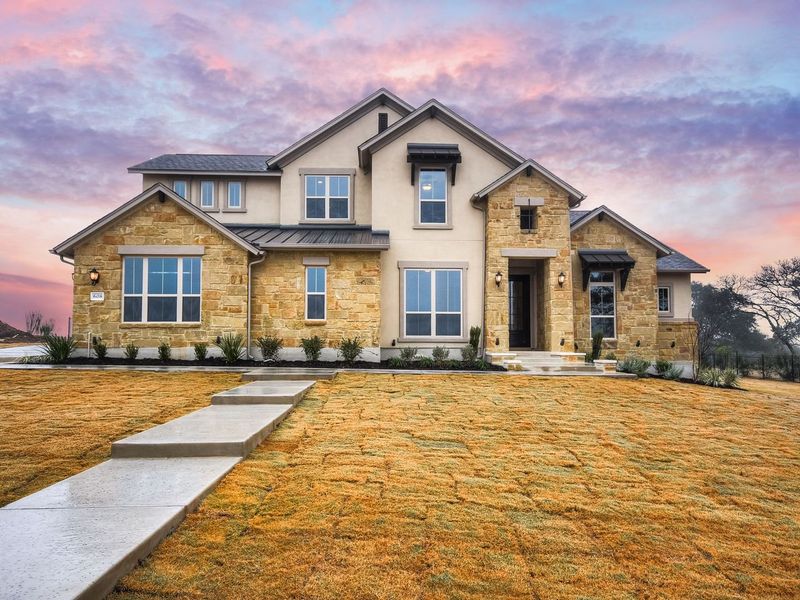 Representative exterior photo of a completed home built from the Madera II by Giddens Homes in Scofield Farms Estates, Georgetown, TX (Image 44).