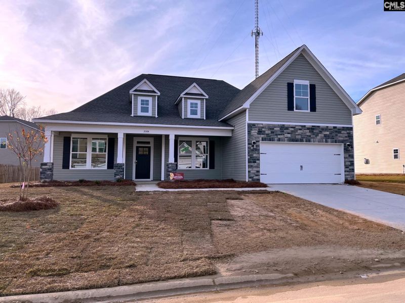 Front exterior of a new home in Blythewood Farms, Blythewood, SC, highlighting curb appeal (Image 1).