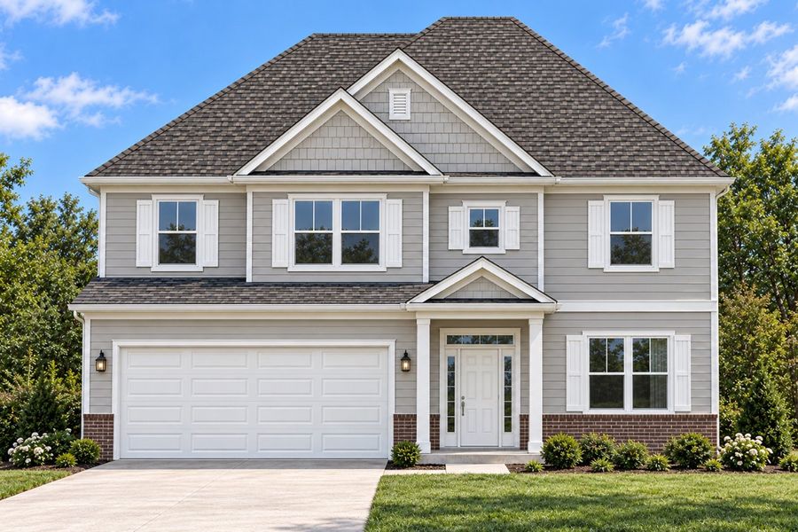 Front exterior of a new home in Forrest Bluff, North Augusta, SC, highlighting curb appeal (Image 1). Front exterior of a new home in Forrest Bluff, North Augusta, SC, highlighting curb appeal (Image 1).