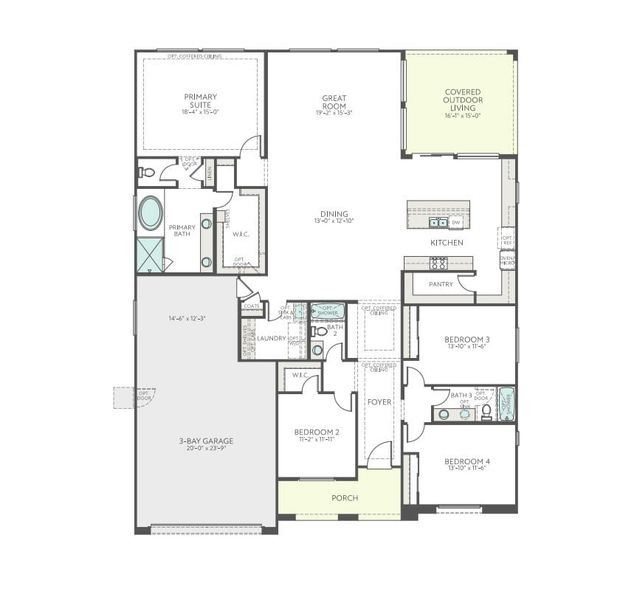 2D floor plan layout for the Bonita Plan 5512 by Tri Pointe Homes in Blossom Rock, Apache Junction, AZ (Image 3).