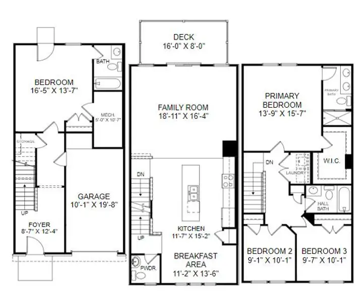 2D floor plan layout of this home in Westpark at Cane Bay, Summerville, SC (Image 4).