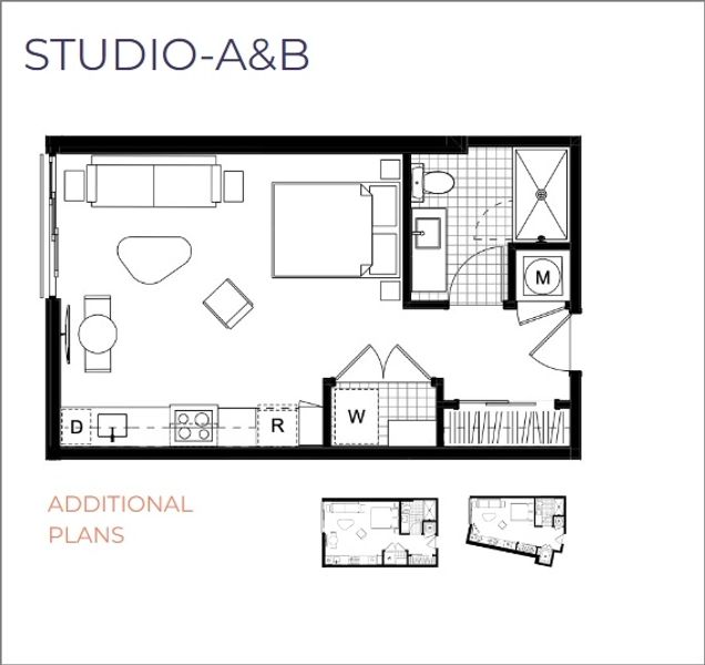 2D floor plan layout for the Studio by White Oak Properties in City Port, Durham, NC (Image 2).