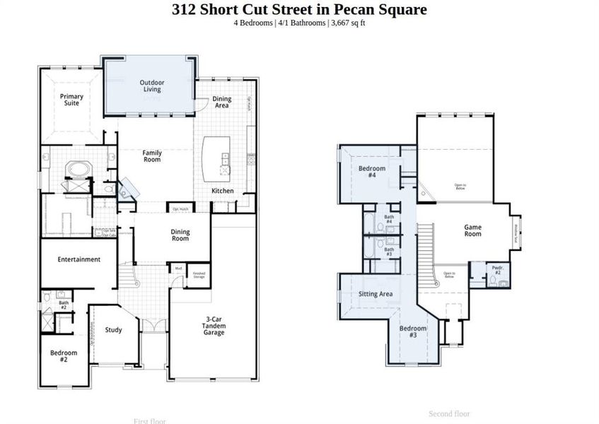 2D floor plan layout of this home in Pecan Square, Northlake, TX (Image 2).