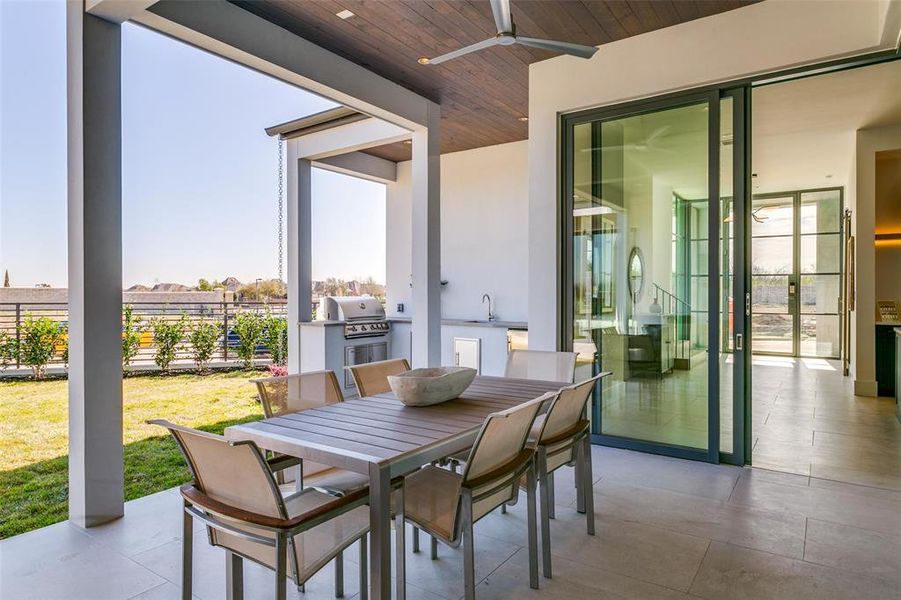 Exterior details and patio area of a home in Avadene at Las Colinas, Irving (Image 22).