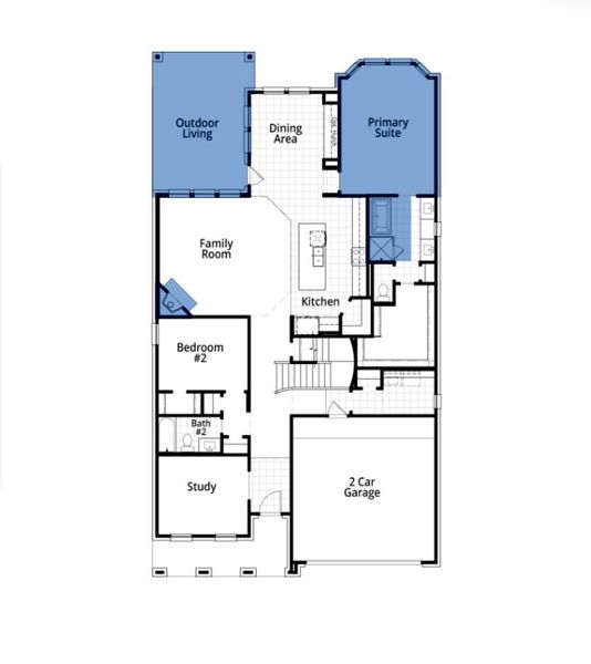 2D floor plan layout of this home in Cambridge Crossing: 50ft. lots, Celina, TX (Image 3).