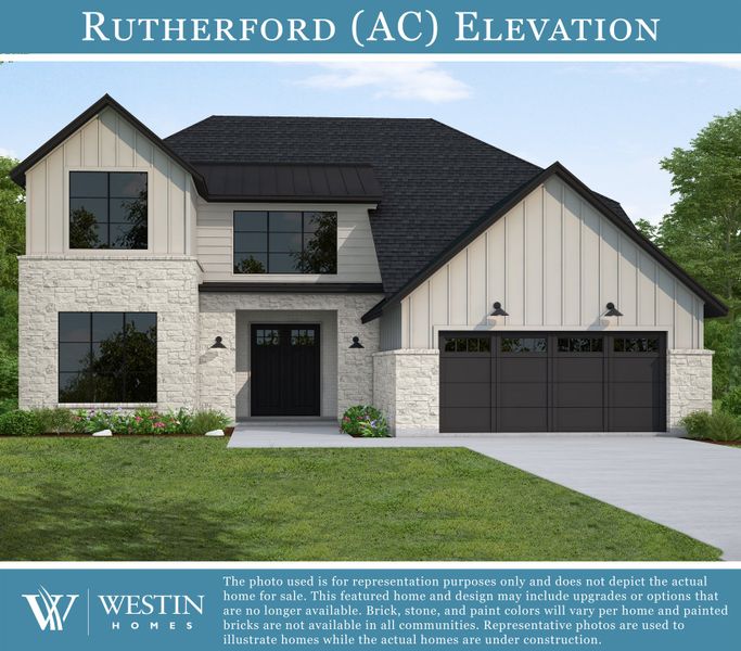 Representative exterior photo of a completed home built from the The Rutherford by Westin Homes in COLTON™ - 60', Todd Mission, TX (Image 1).