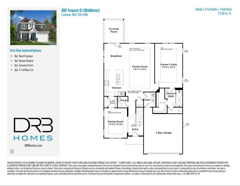 2D floor plan layout of this home in Foxbank, Gray Court, SC (Image 3).