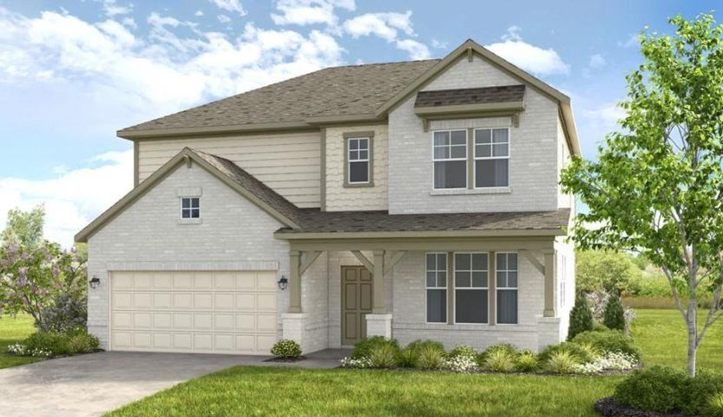 Front exterior of a new home in Oakmead, Buford, GA, highlighting curb appeal (Image 1). Front exterior of a new home in Oakmead, Buford, GA, highlighting curb appeal (Image 1).